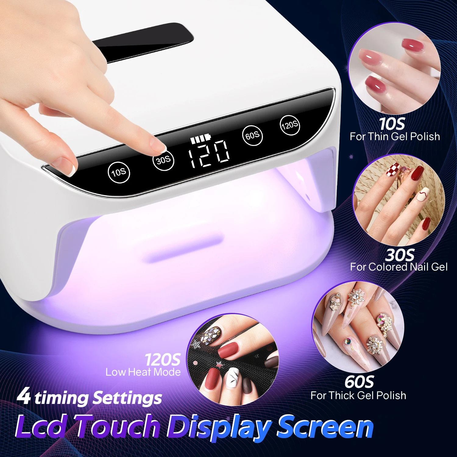 المهنية الأشعة فوق البنفسجية LED مسمار مصباح قابلة للشحن مجفف الأظافر مع شاشة الكريستال السائل ضوء الأظافر لمعدات مانيكير طلاء الأظافر هلام بسرعة