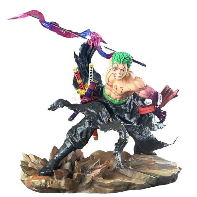 One Piece Roronoa Zoro PVC Figura Anime, Gk Break Series, Estátua de Cabeça Dupla, Action Figurine, Toy Modelo, Coleção Presentes para Crianças, 26cm