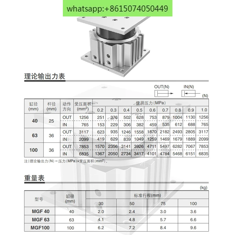 SMC type new guide table lifting cylinder MGF40/20/25/30/35/40/50/60/75/80/100