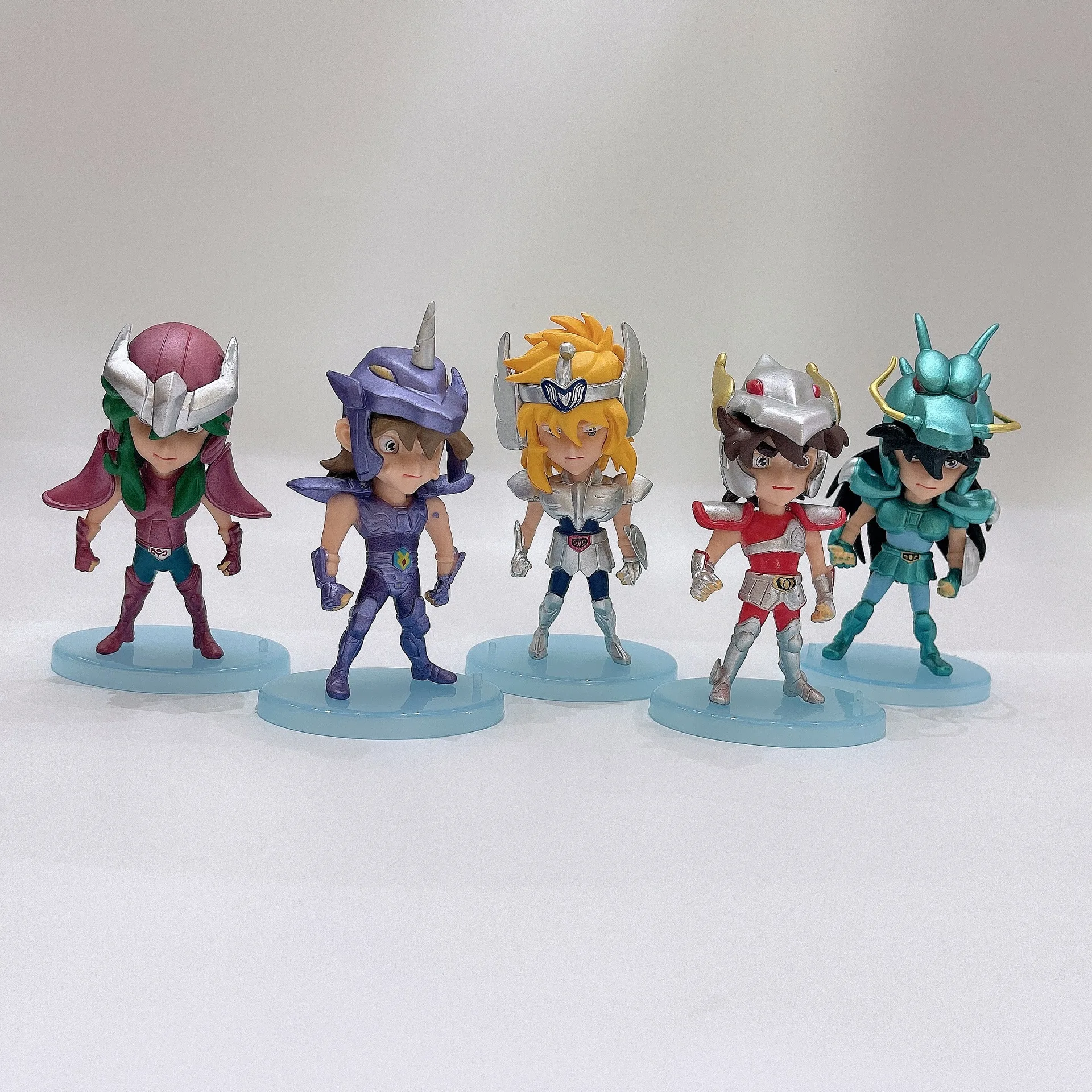 

5Pcs Anime Saint Seiya Cartoon Doll Knights Of The Zodiac PVC Collectible Model Toy Desktop Decoration Kids Birthday Gift 10cm