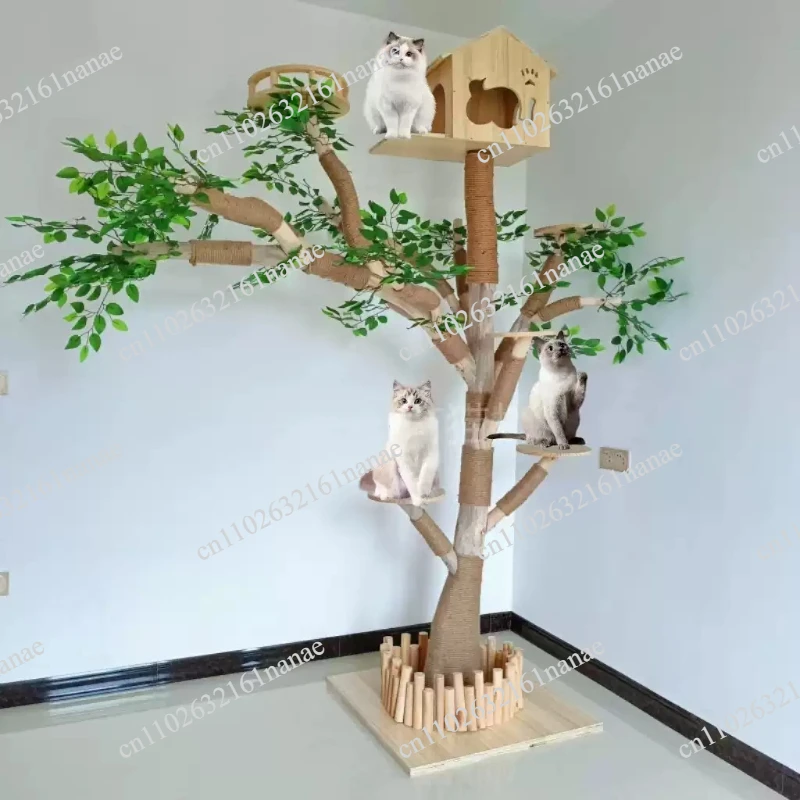 Large climbing frame, integrated  coffee table decorative tree, solid wood  tree, home cat shelf set