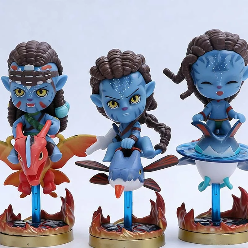 Figuras de Jack Sully y Neytiri de Avatar: La Leyenda de Avatar 2, Estilo Q, Cabeza Grande, Figura de Dibujos Animados, Modelo de Coche, Adorno de Escritorio, Decoración del Hogar, Regalo