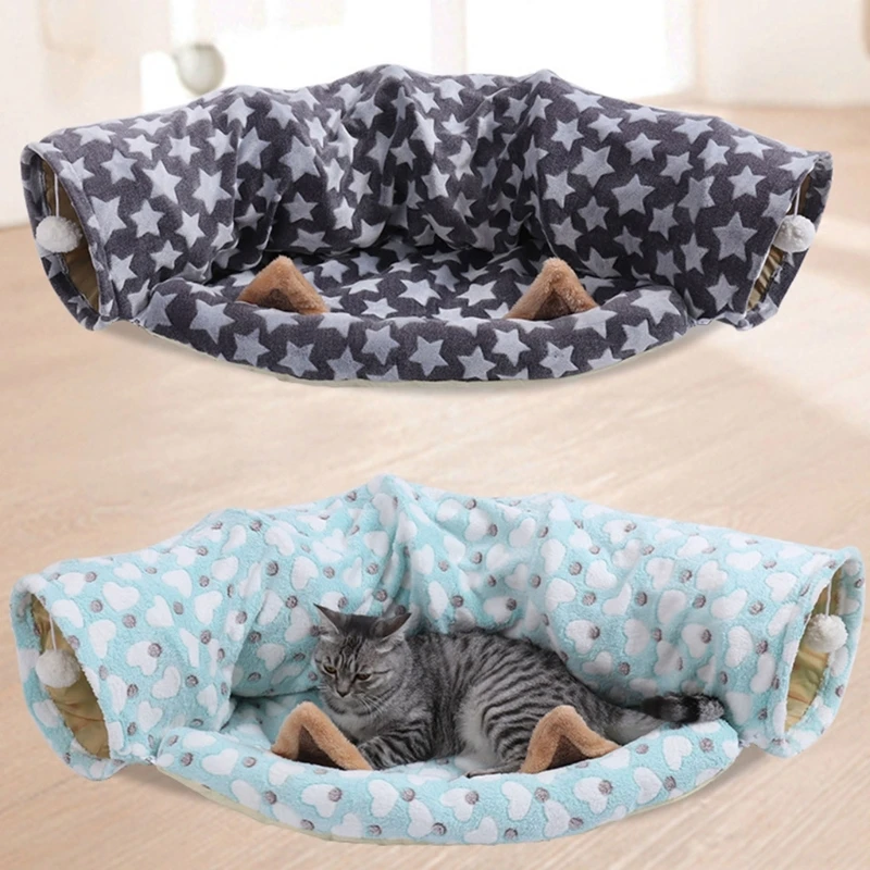 Opvouwbare tunnels Tube Speeltunnel Polyester met bedverstopplaats voor kitten