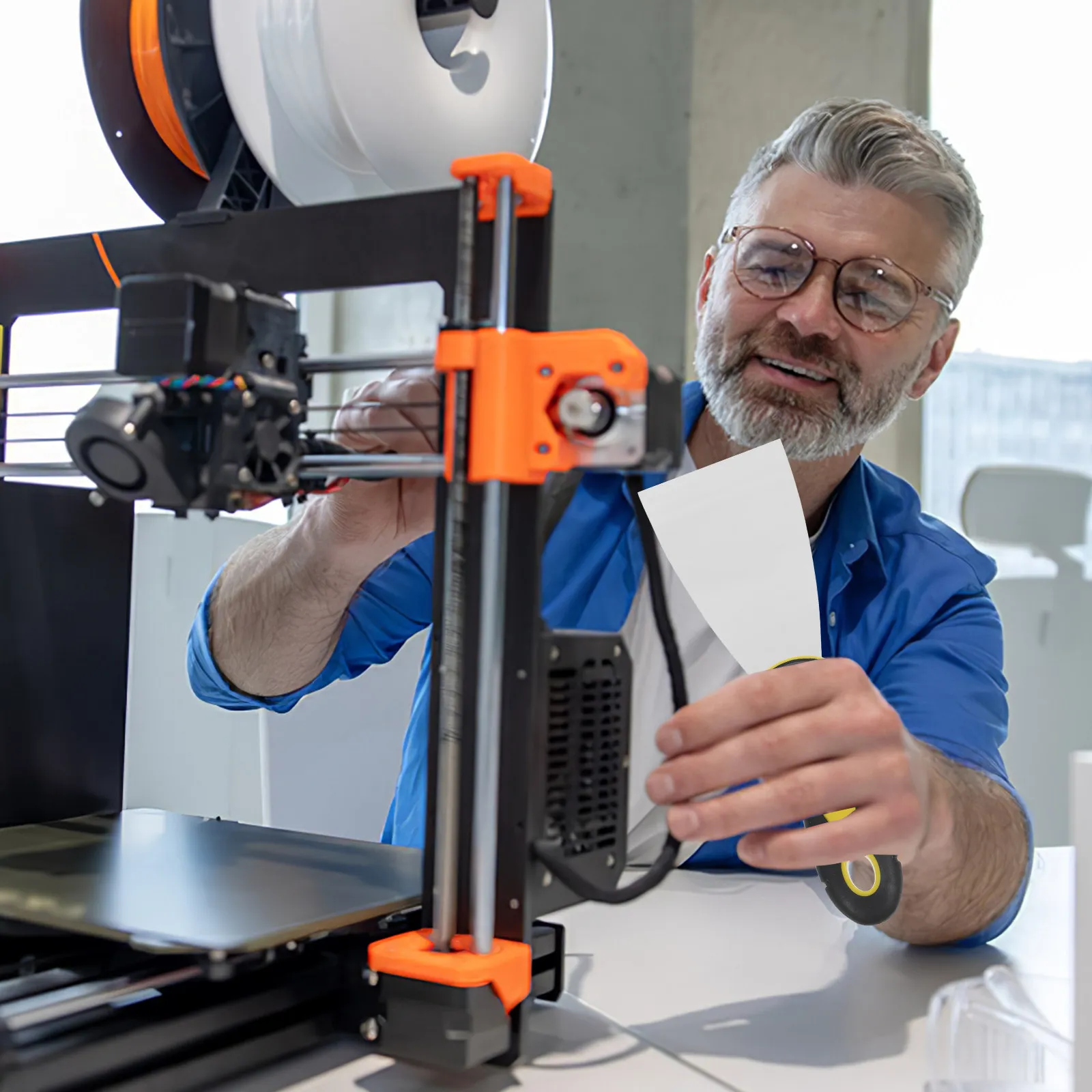 

Ergonomic 3D Printer Spatula Stainless Steel Removal Tool High Elasticity Rounded Edge Safe for Pei Bed Hot Surface Printing