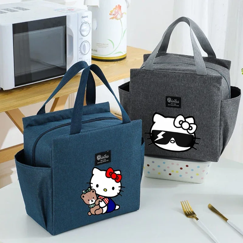 Hello Kitty Lunch Bags Anime Sanrio Picnic Bag Cartoon Insulated Meal Storage Pack Kawaii Lunch Boxes for Kids Birthday Gift New