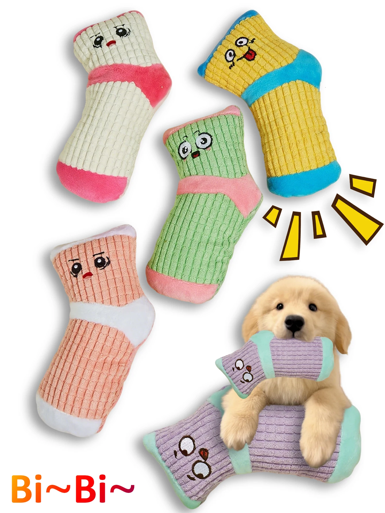 3er-Pack Haustier-Cartoon-Sockenspielzeug, Quietschspielzeug, Hundespielzeug, Beiß- und Lernspielzeug, Interaktives Langeweile-Bekämpfungsspielzeug, Haustier