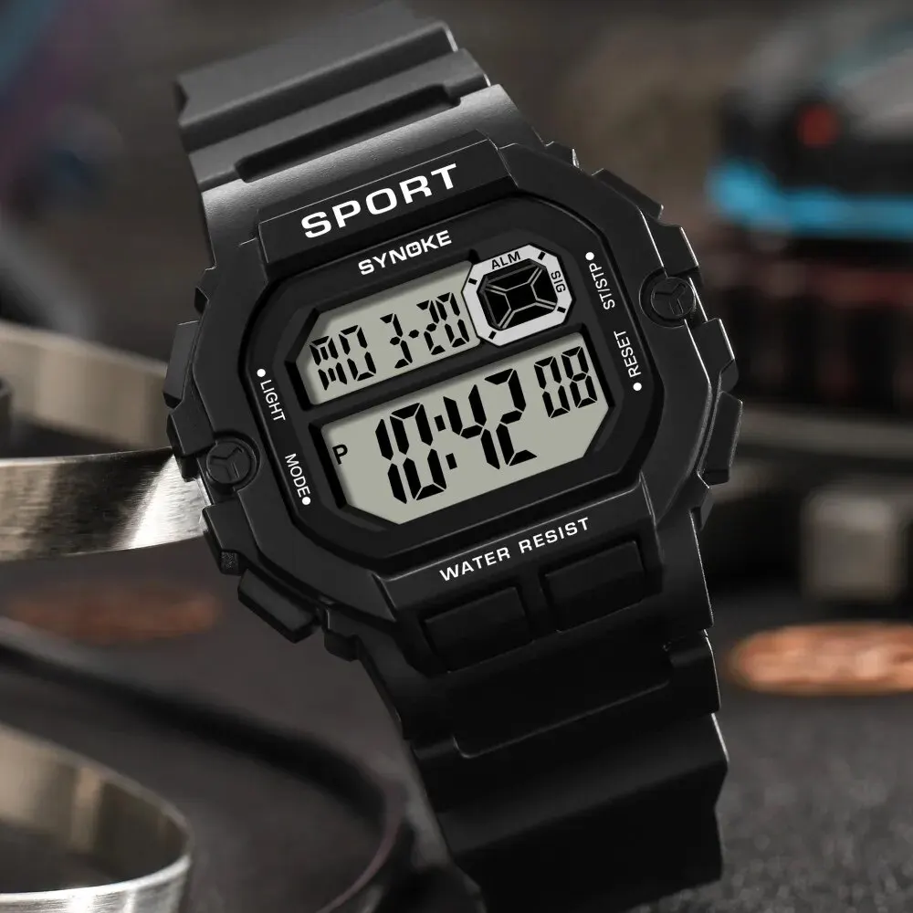 SYNOKE Outdoor Military Digital Watch For Men Fashion Retro Men Watch Sports Waterproof Men Watch Multifunctional Luminous