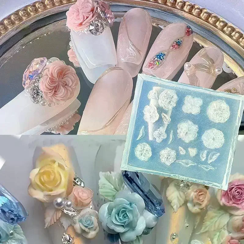 Silicone Mold for Nail Art - 3D Flower and Bow Design; Decorative Stamping Plates for Manicure and DIY Projects.