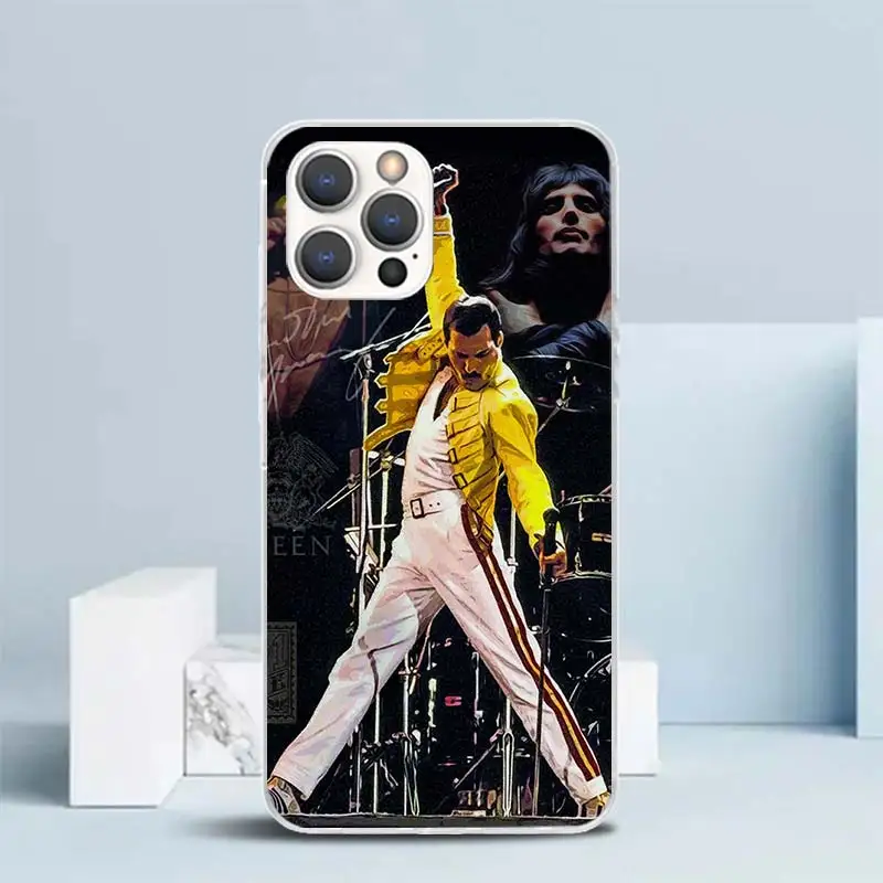 Rock Funky freddy Mercury Queen Cover morbida per iPhone 15 14 13 12 Mini 11 Pro Max custodia per telefono con stampa X XS XR 7 Plus 8 + SE Patter