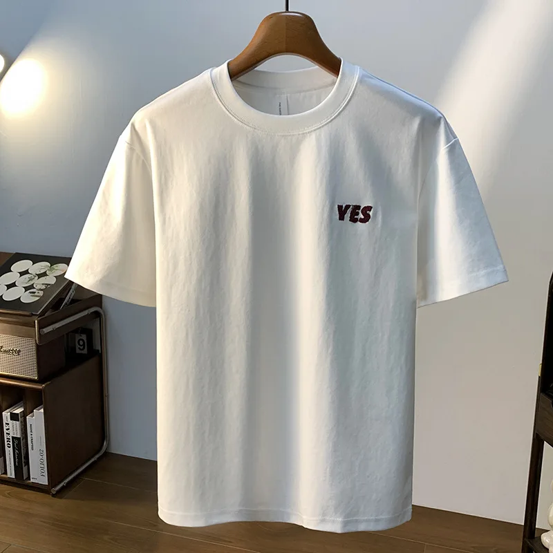 Zomer dun T-shirt met korte mouwen voor heren, Koreaanse versie, veelzijdige print, 2025, nieuwe slim-fit, sneldrogende top