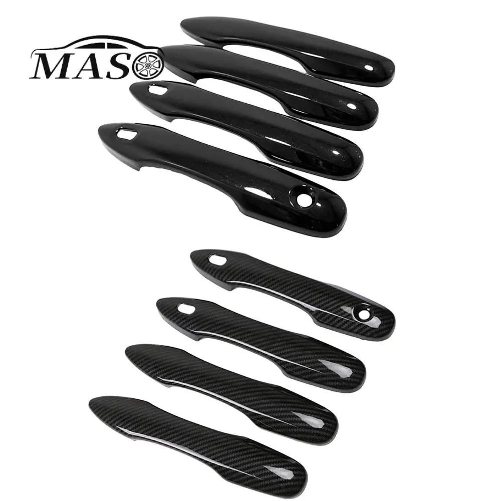 

Глянцевые черные чехлы на внешние дверные ручки, подходят для Toyota Camry 2018-2022, чехлы на внешние дверные ручки из АБС-пластика, черный цвет из углеродного волокна