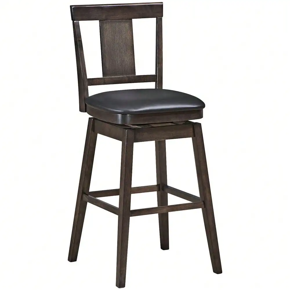 Swivel Bar Stool Upholstered Counter Height Bar Chair with Wood Legs