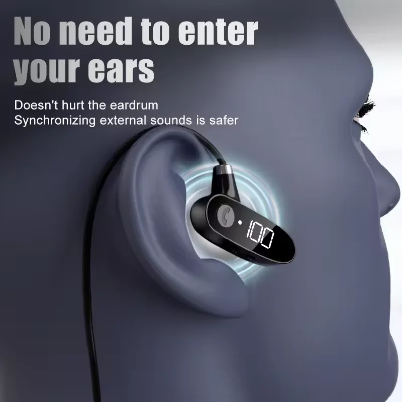 Bone conduction Bluetooth earphones for wireless sports running without in ear hanging neck digital display view 6