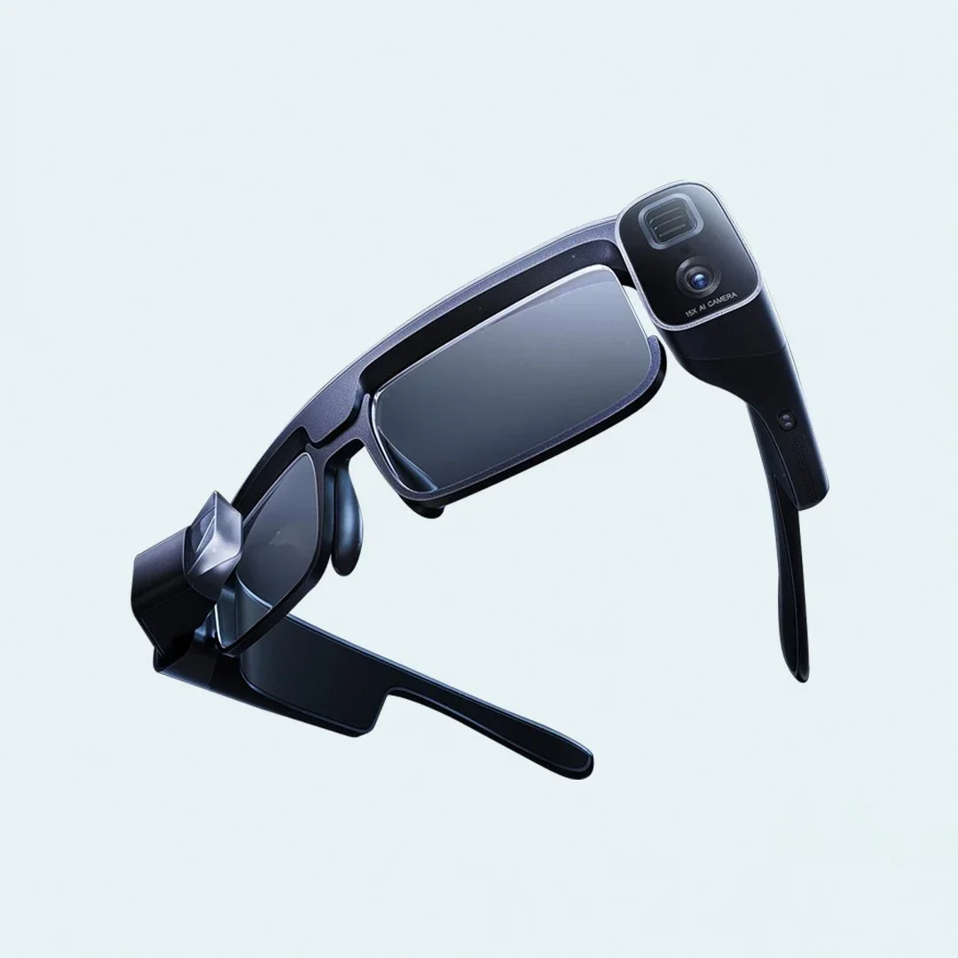 Smart AR Glasses  Mini Cam 1X-15X Hybrid Zoom Optical Display System HAF Tracking Built-in Storage Bluetooth for