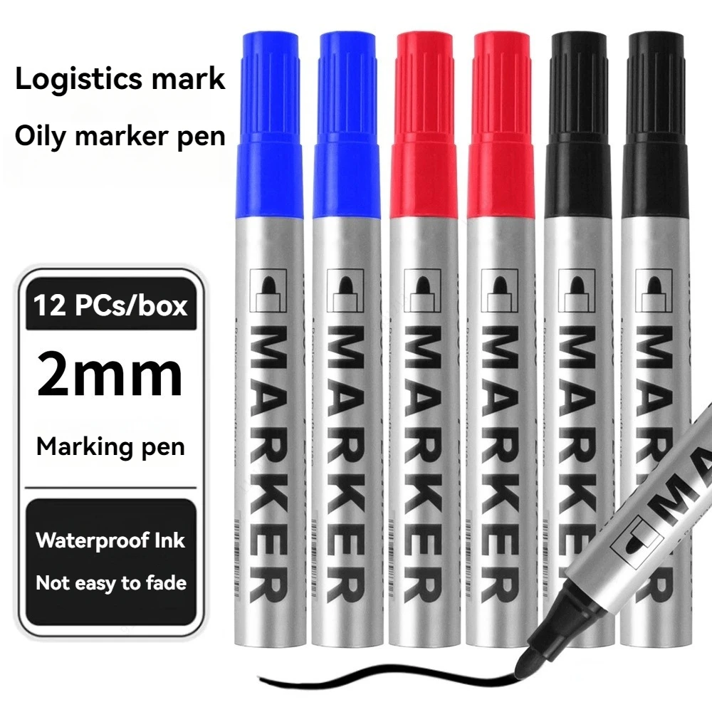 

Перманентные маркеры, черные/синие/красные, 12 шт. — быстросохнущие, устойчивые к выцветанию, для пластика, бумаги, металла, рисования и многого другого