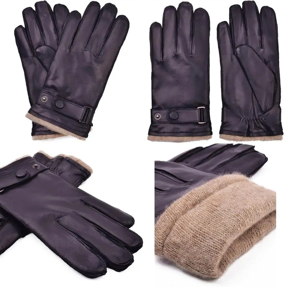 

Зимние мужские кожаные перчатки с сенсорным экраном на кашемировой подкладке, подкладкой из овечьей кожи и долговечностью
