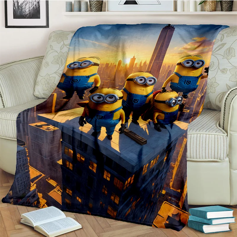 2025 New Cartoon Cute Minions Despicable Me Gift Soft Plush Blanket,Flannel Throw Blanket for Living Room Bedroom Bed Sofa Kid