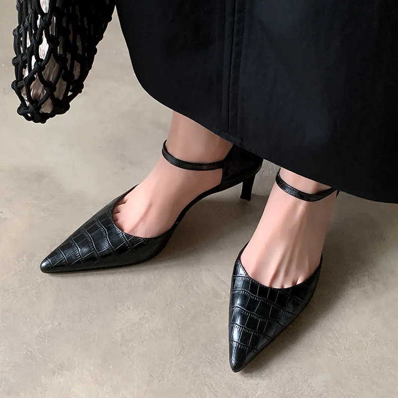 

MKKHOU Fashion Pumps New High Quality Genuine Leather Pointed Buckle High Heels Commuter Women's Shoes