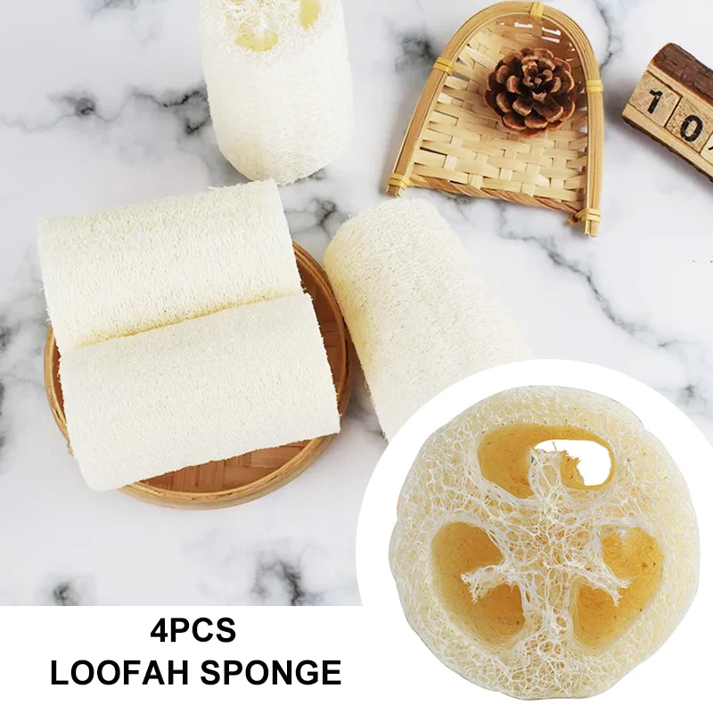 4pcs organic loofah sponge natural loofah sponge organic loofah organic sponge bathtub for shower scrubbing and kitchen cleaning