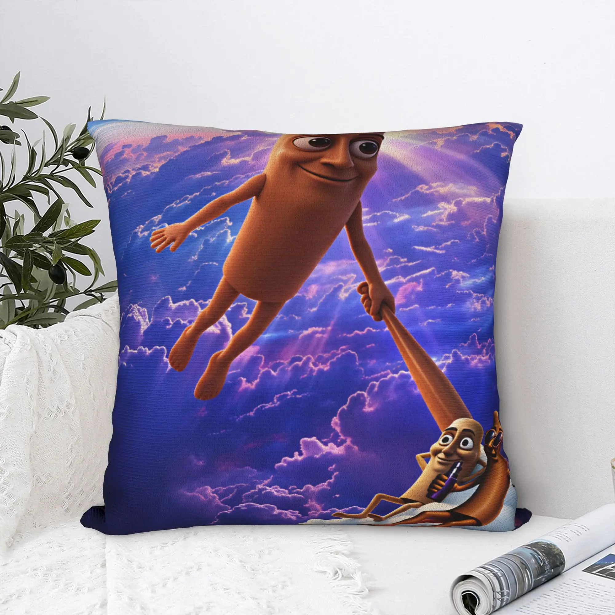 Tung Tung Sahur Heaven Cloud Funny Meme Pillow Cover  Cute Funny Pillow Case For Chair Sofa Home Decor Comfy Cushion Cover Gift