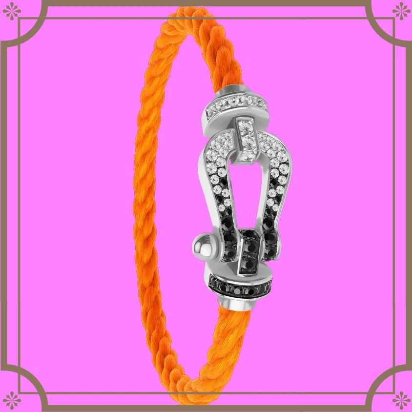 

brez New 925 Silver pink Grey orange Nylon Big Colorful Zircon Bracelet Female Daily Wear Party Gifts Luxurious Couple Jewelry