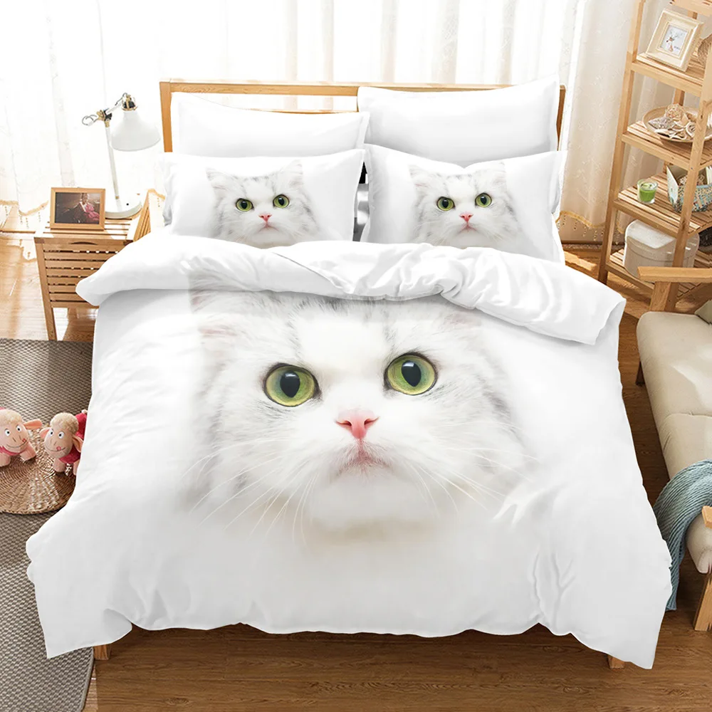 

Cute Sleepy Cat Bedding Set 3D Print Smooth Luxury Cozy Washable King Queen Twin Size Duvet Cover Set Kids Boys Girls Birthday