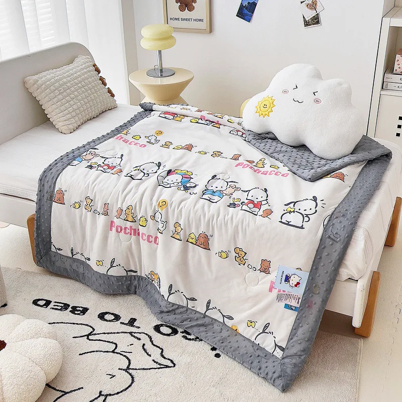 MINISO Sanrio Baby Kawaii Stitch Cotton Quilt Girl Boys Cinnamoroll Core Kindergarten Children Summer Airable Cover Daliy Use