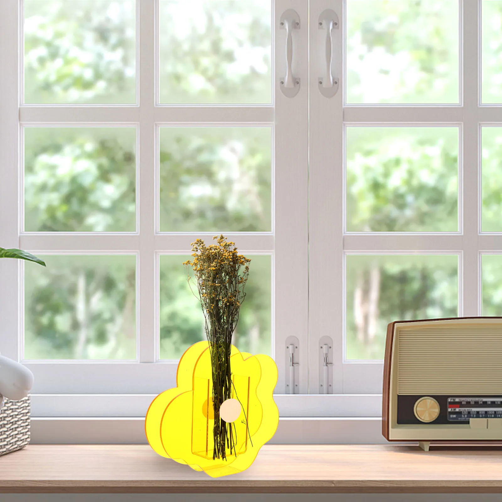 

Акриловый цветочный декор, домашняя художественная ваза, художественный контейнер, нежный держатель для цветочной композиции, орнамент