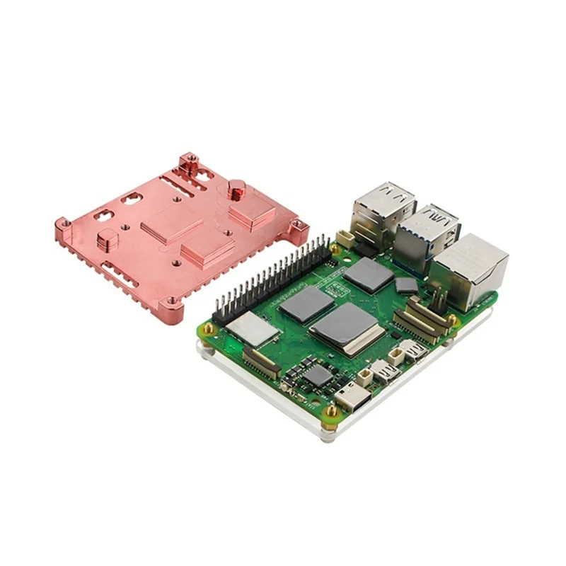 

Well Made-For Raspberry Pi 5 Copper Heatsink Metal Case Passive Cooling Shell Copper Enclosure For Raspberry Pi 5 5B
