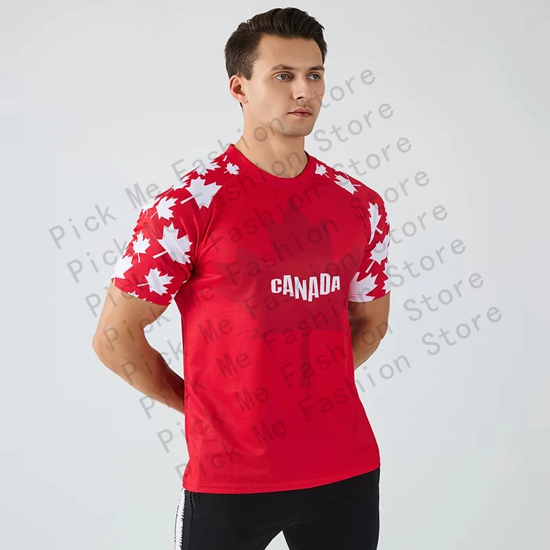 2024 New Summer Men Canada Sports T-Shirt Kids Soccer Tops Tees Children Football Clothing Male Fashion Commemorative Jersey