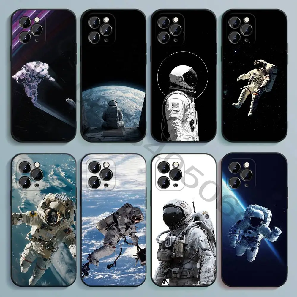 

Astronaut Black Soft TPU Phone Case For iPhone 17 16 15 14 13 12 11 Pro Max Mini Plus E Shell Printed