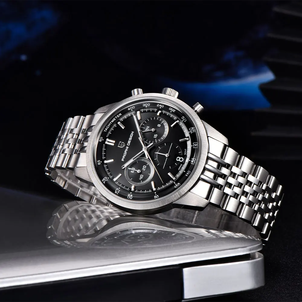 PAGANI DESIGN Men Quartz Watch VK63 Chronograph Stainless Steel Mens Wristwatch Top Brand Sapphire Glass Business Watch Man Gift view 6