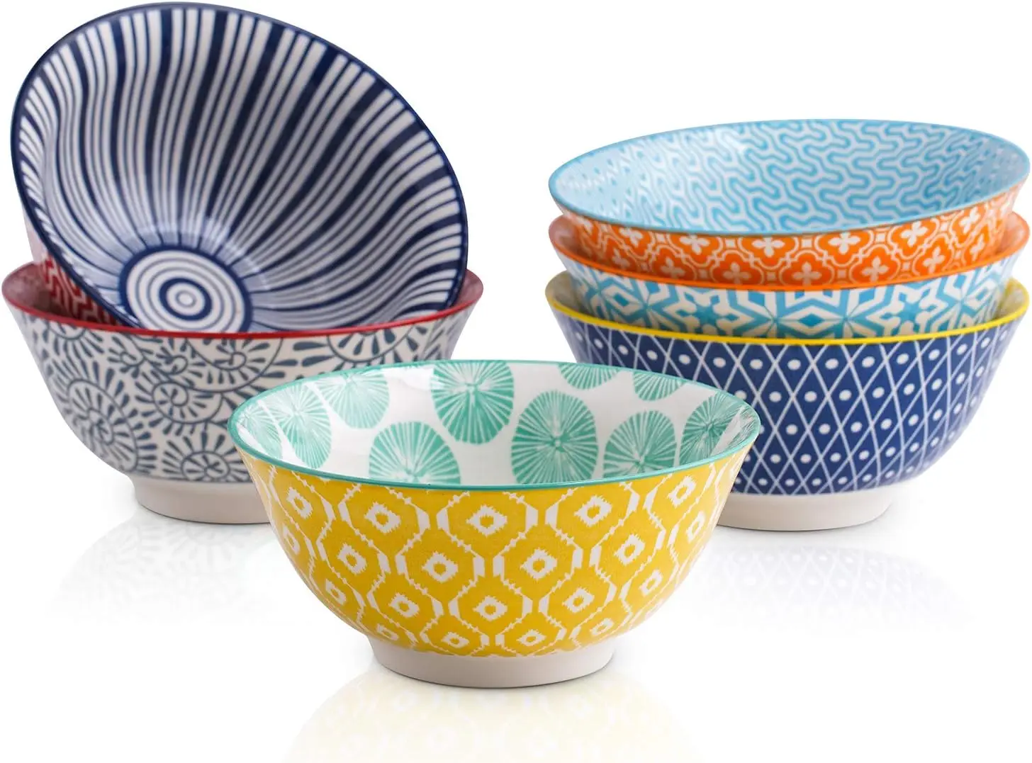 

Porcelain Ice Cream Bowls Set of 6, Small Ceramic Dessert Bowls in Assorted Colors for Ice Cream and Snacks