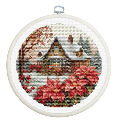 Beautiful Counted Cross Stitch Kits Embroidered Home Decoration Little House in The Fores，Winter cabin Luca-S BC227