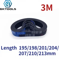 HTD3M Rubber timing belt  length 195/198/201/204/207/210/213mm suitable for 10/15mm wide pitch 3mm