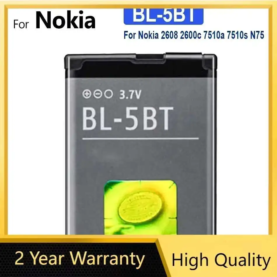 

BL-5BT Battery 870mAh For Nokia 2608 2600c 7510a 7510s N75 Mobile Phone Bateria
