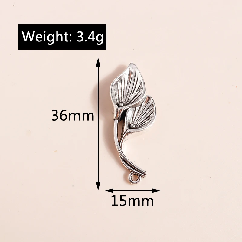 Leslie 8 Stück 15*36mm Antiksilberfarbene Calla-Lilien-Blüten-Anhänger für Halsketten, Armbänder, DIY-Schmuckherstellung – Detail 1