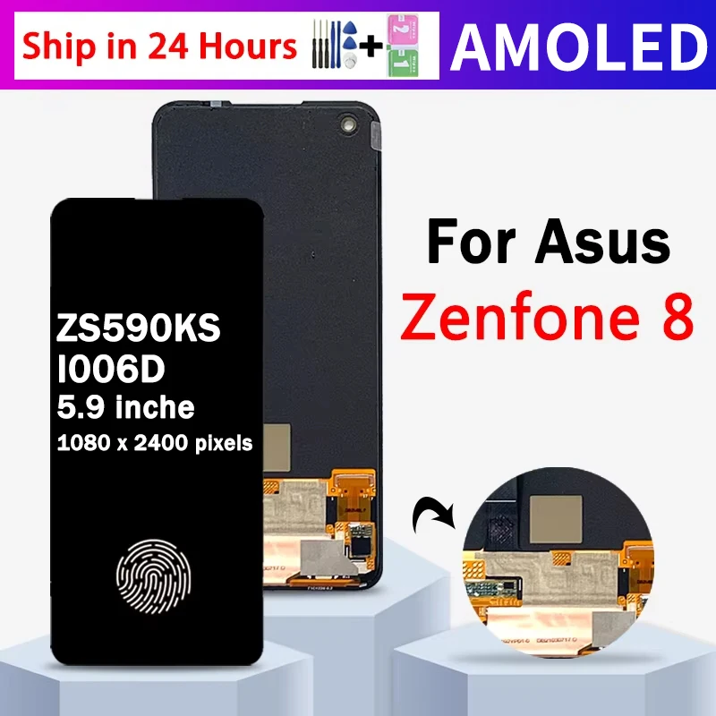 

5,9 "AMOLED новый для Asus Zenfone 8 8z ZS590KS-2A007EU I006D ЖК-экран + дигитайзер сенсорной панели для Zenfone8 ЖК-рамка