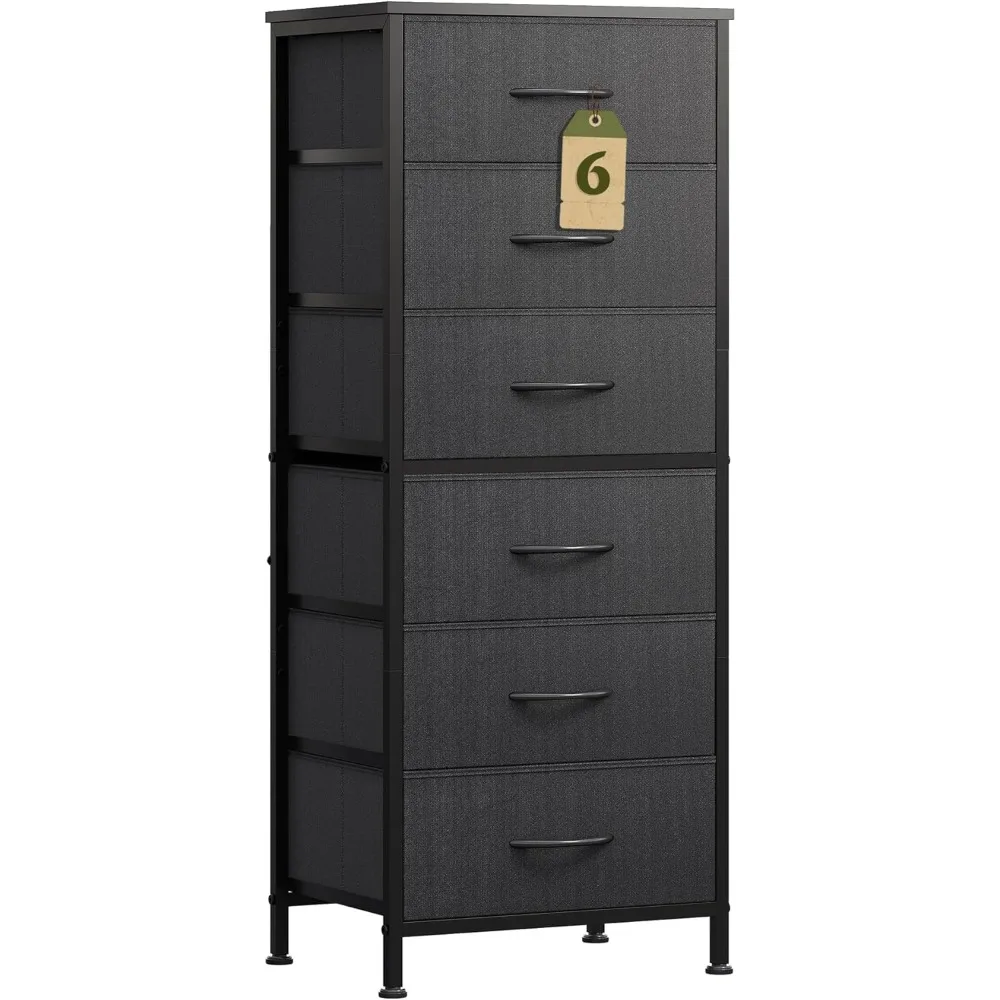 

Black Tall Dresser for Bedroom, 6 Drawer Dressers & Chests of Drawers, Fabric Dresser for Closet, Living Room, Night Stand with