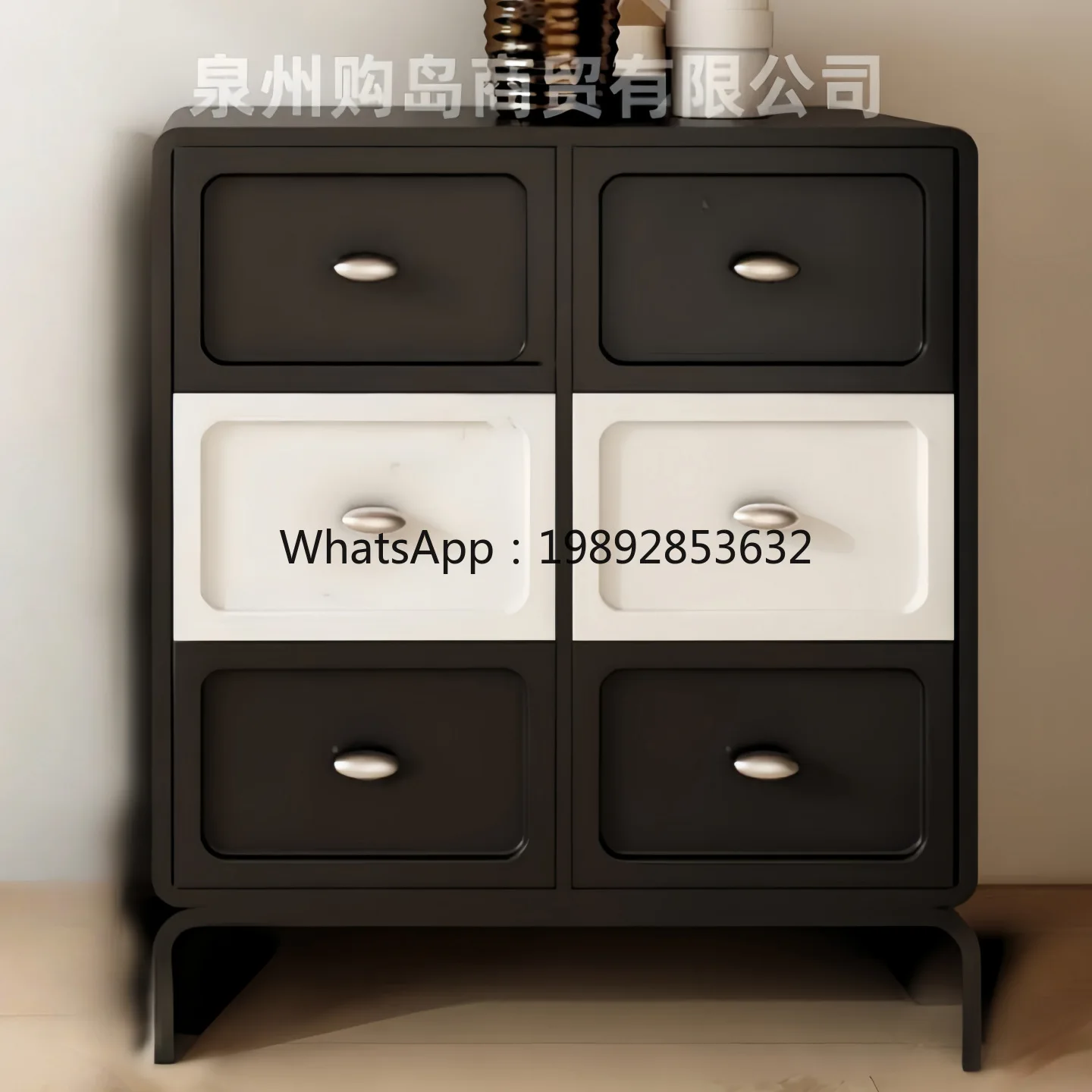 LYY الحد الأدنى البيانو ورنيش ستة أدراج خشب متين مدخل خزانة متعددة الوظائف خزانة جانبية التخزين المنظم #4