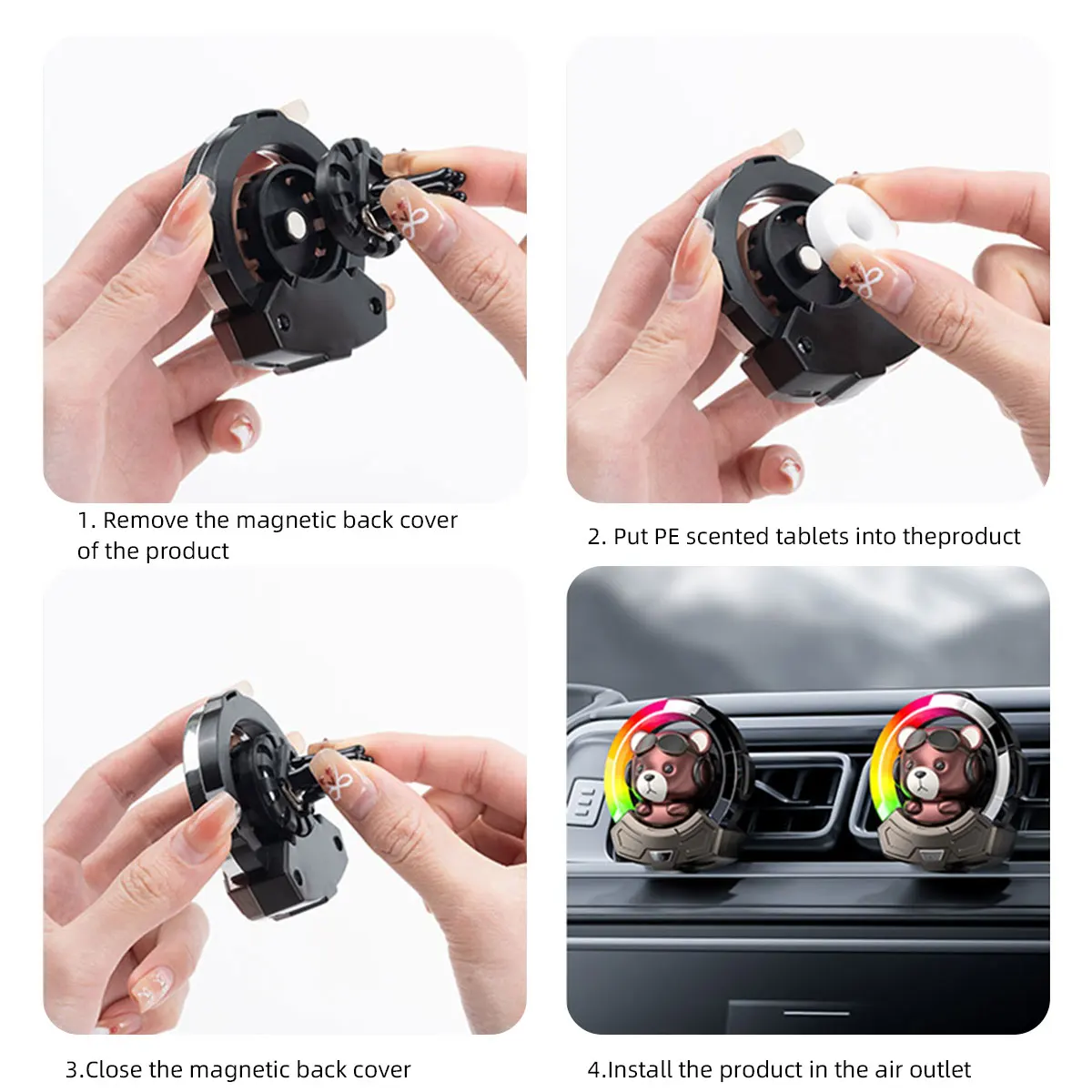 Cute Bear Car Air Outlet Aromatherapy Solid Aroma Vent Fragrance Diffuser Accessories car Interior air fresheners decorations