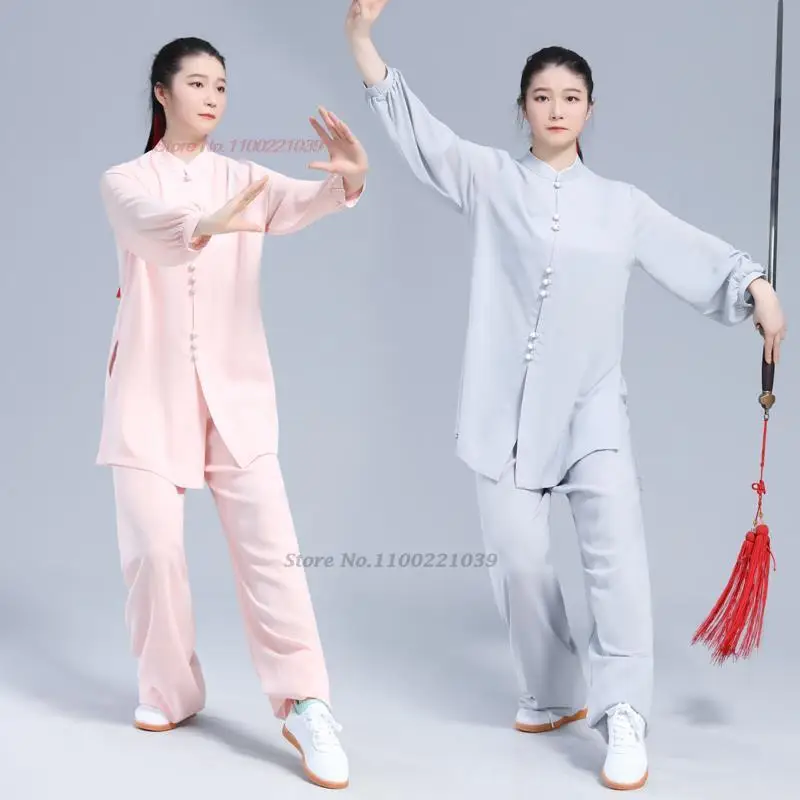 2024 chinese martial art uniform kungfu suit tai chi clothing traditional folk taiji outdoor training walking morning sports set