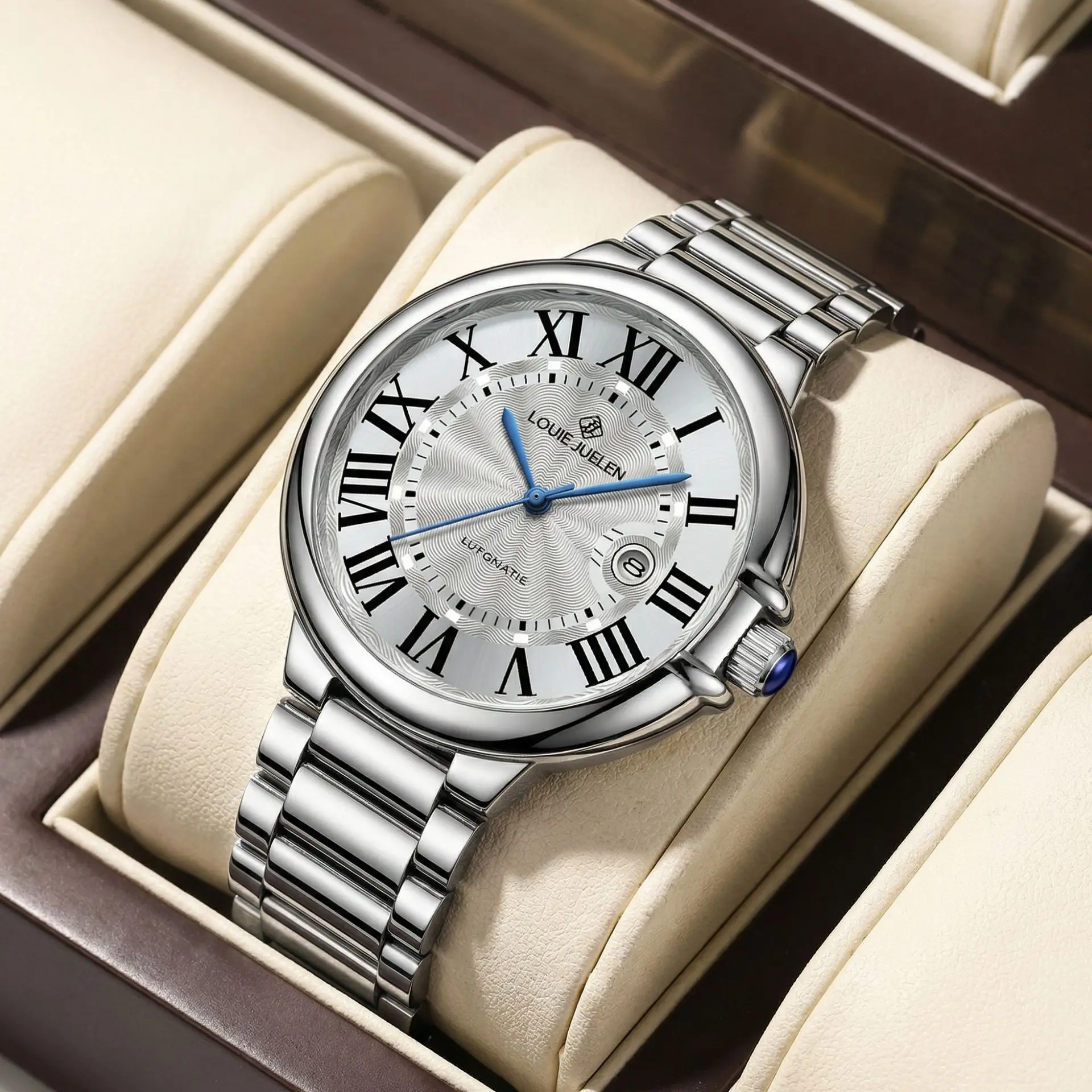 LOUIE JUELEN His and Hers Couple Watches Quartz Movement Stainless Steel Waterproof Wristwatch Romantic Gift for Valentine's Day