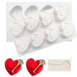 3D Heart Key Mousse Cake Mold Silicone Pastry Mold DIY Chocolate French Desserts Candy Fondant Cake Decoration Baking Tool