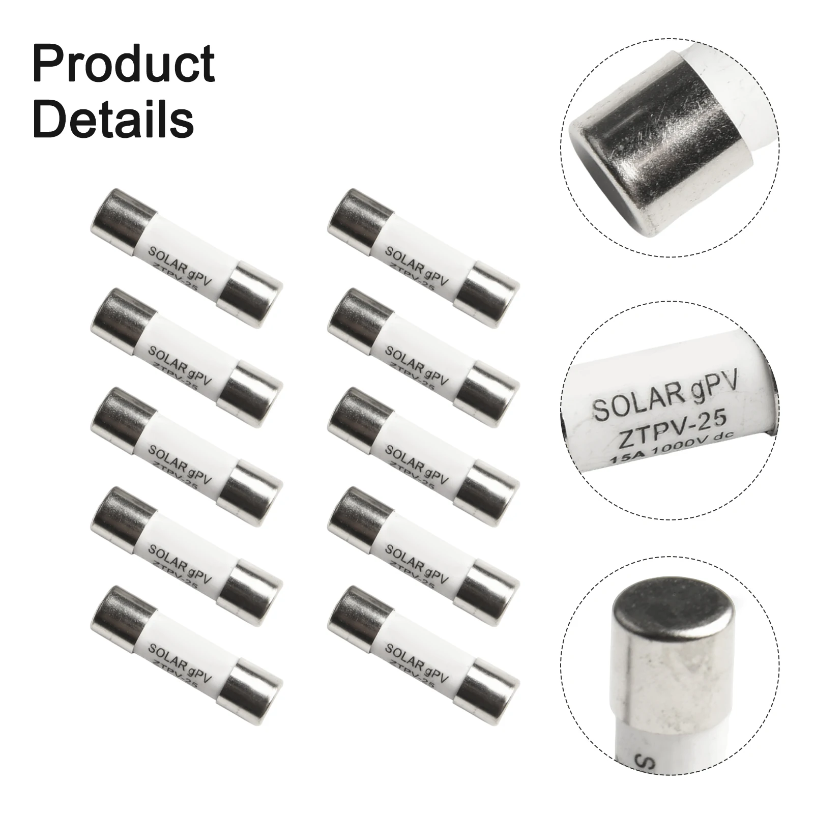 Pack Of 10 PV Fuse DC1000 V 10x38mm Fuses High Voltage Fuse Tube Flash Fine Fuse DC Fuse 1000Vdc 10x38mm Fuse Core 32A