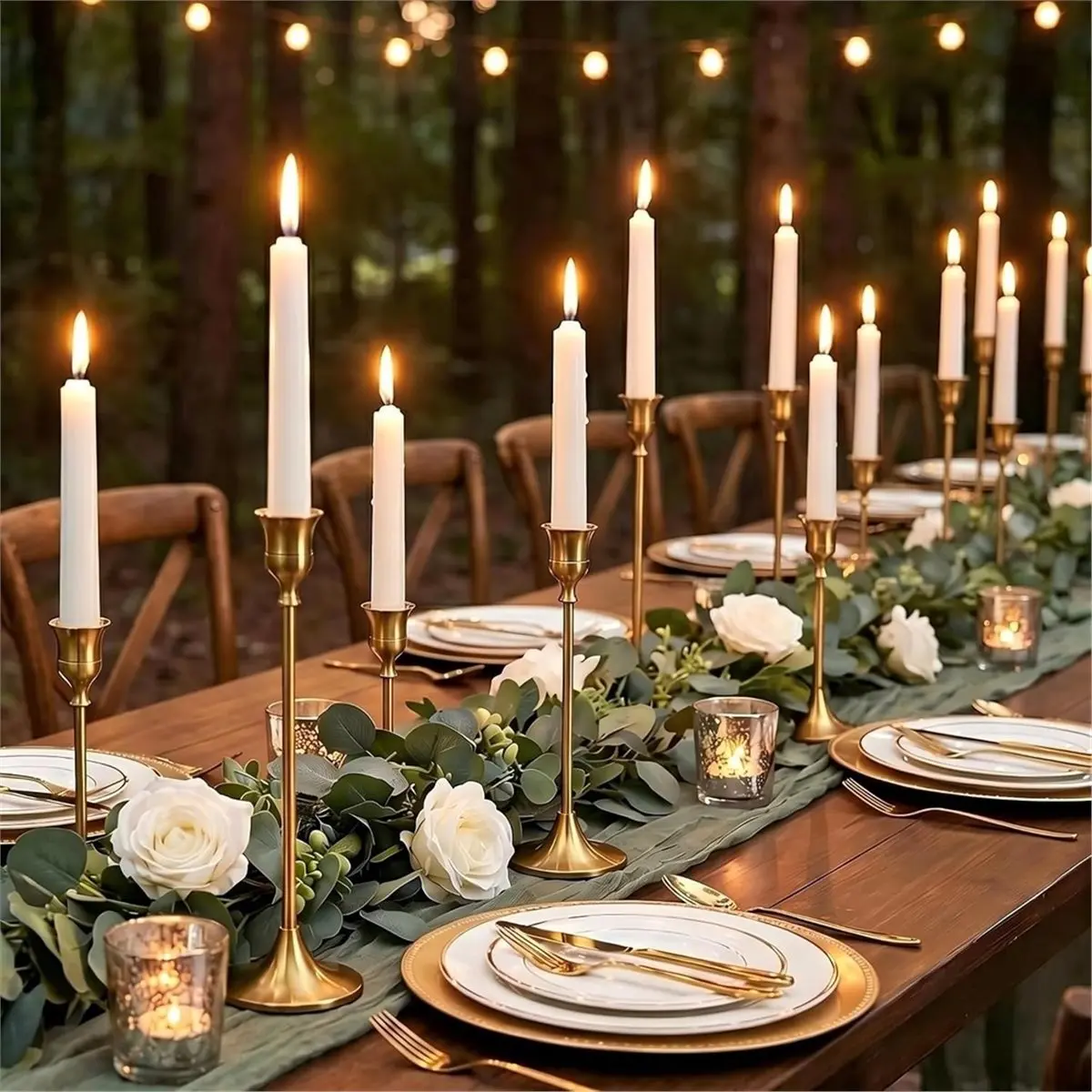 12 Pcs Gold Candlestick Holders, Vintage Metal Candle Holders Taper Candle Stands,for Wedding Tables Centerpieces Decor - view 6