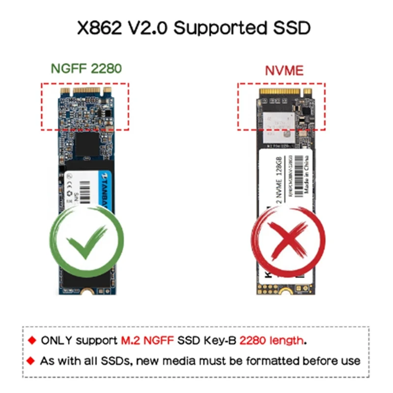 X862 V2.0 M.2 NGFF 2280 SATA SSD Scheda di espansione di archiviazione/Scudo per Raspberry Pi 4 Modello B