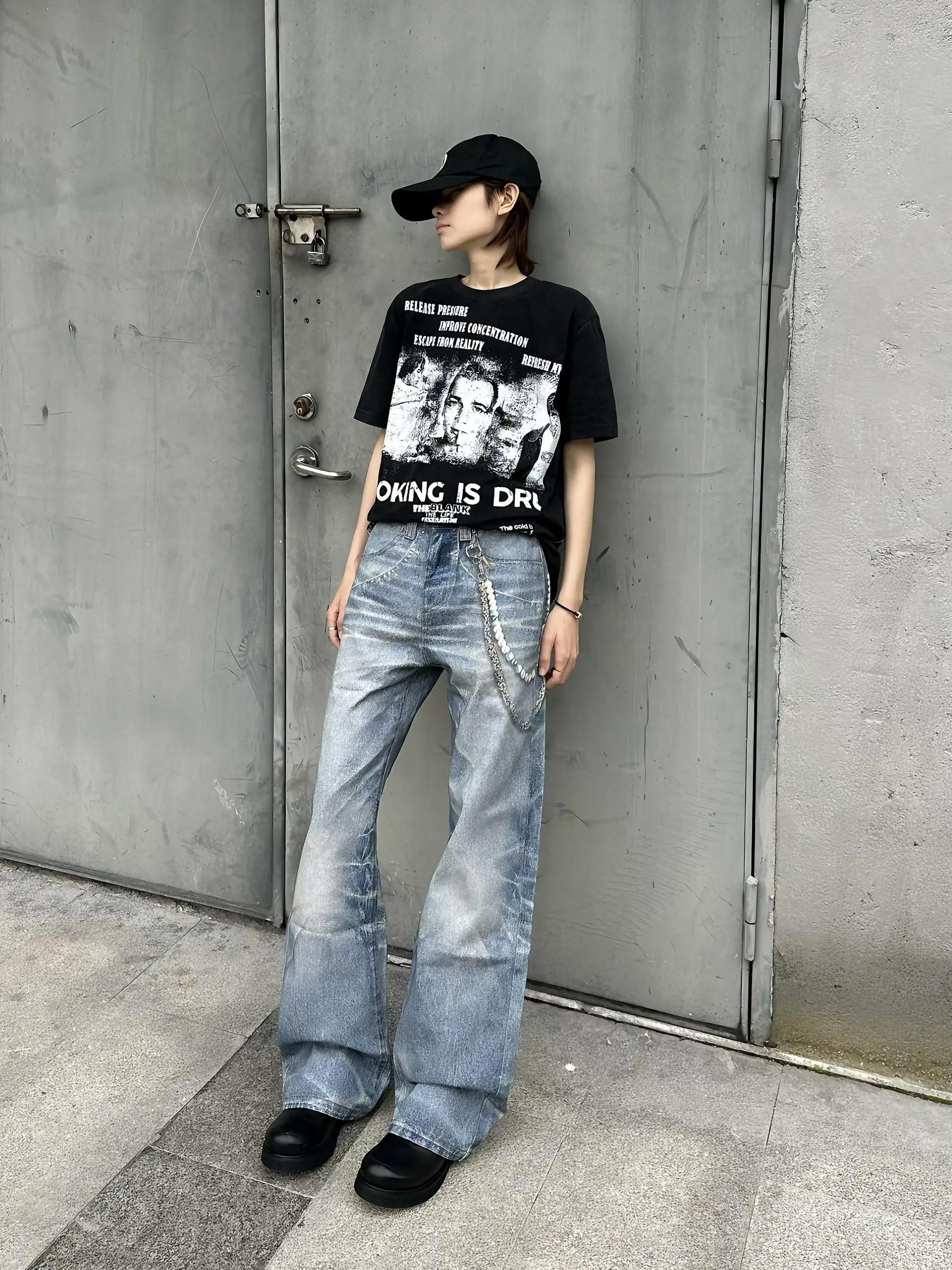 

Мужские джинсы с 3D-принтом в стиле ретро, светло-голубые, прямые, слегка расклешенные, зауженные, длинные, персонализированные