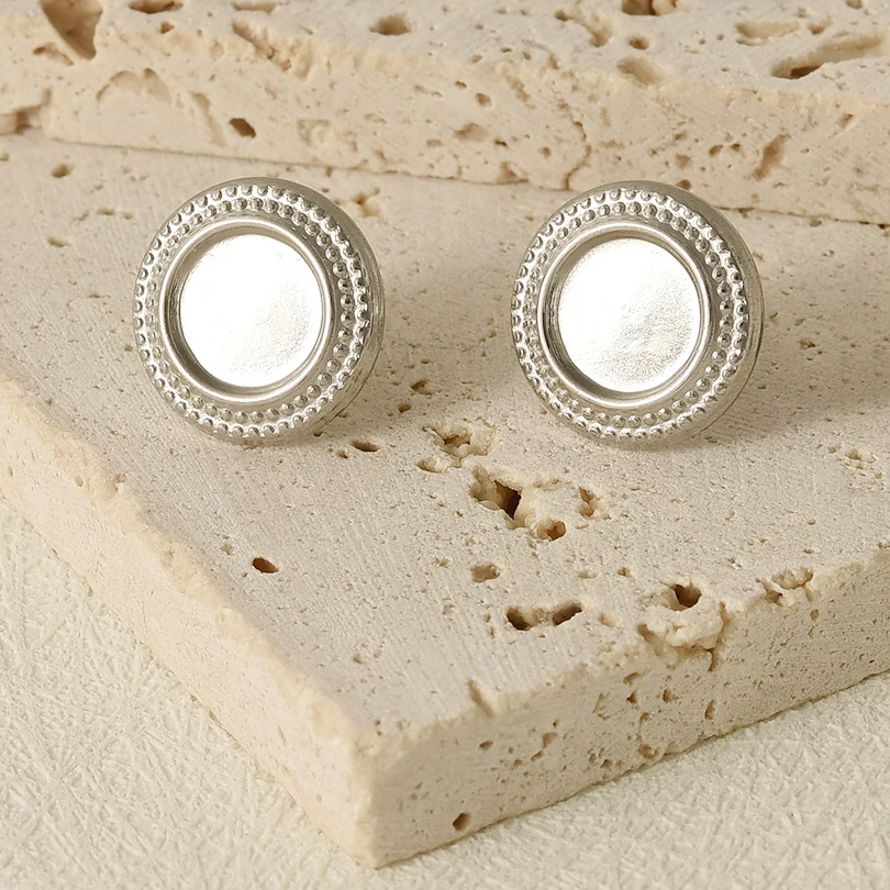 2Pcs High Quality  Geometry Texture Luster Stainless Steel Earring Retro Sense Of Design For Men Women Earrings With Earplugs