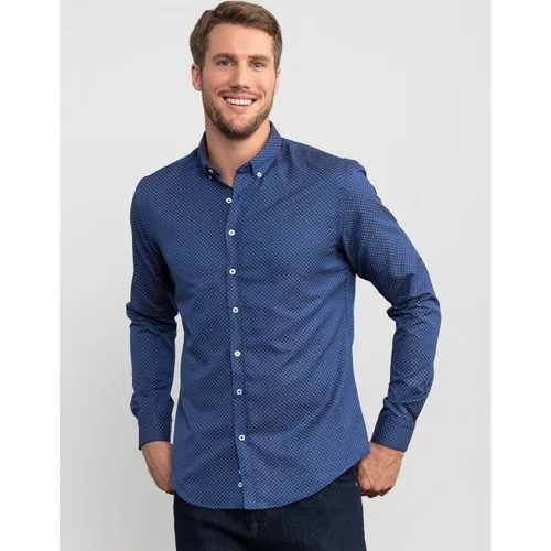 The Tudors Slim Fit Printed Blue Mens Shirt